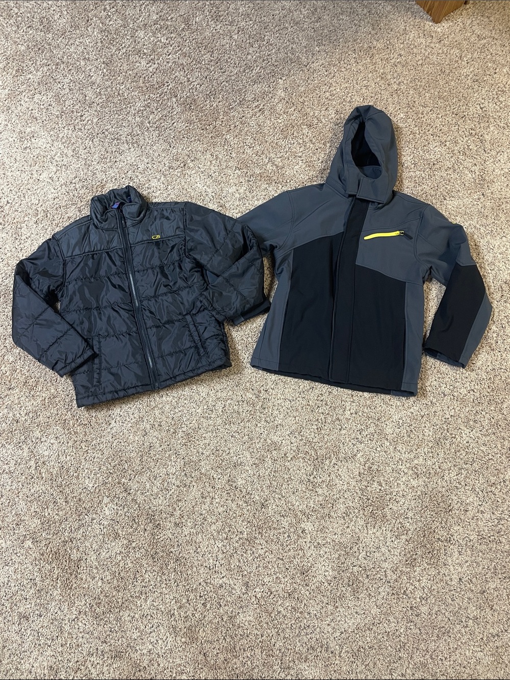 Kids 3 in 1 Hooded Softshell & Puffer Jacket in Black and Gray